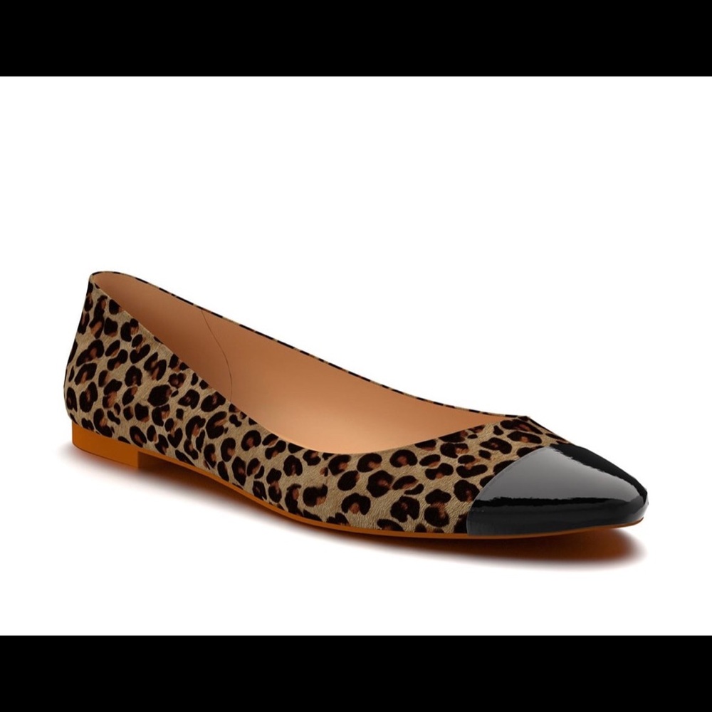 Shoes of Prey leopard print calf hair ballet flats